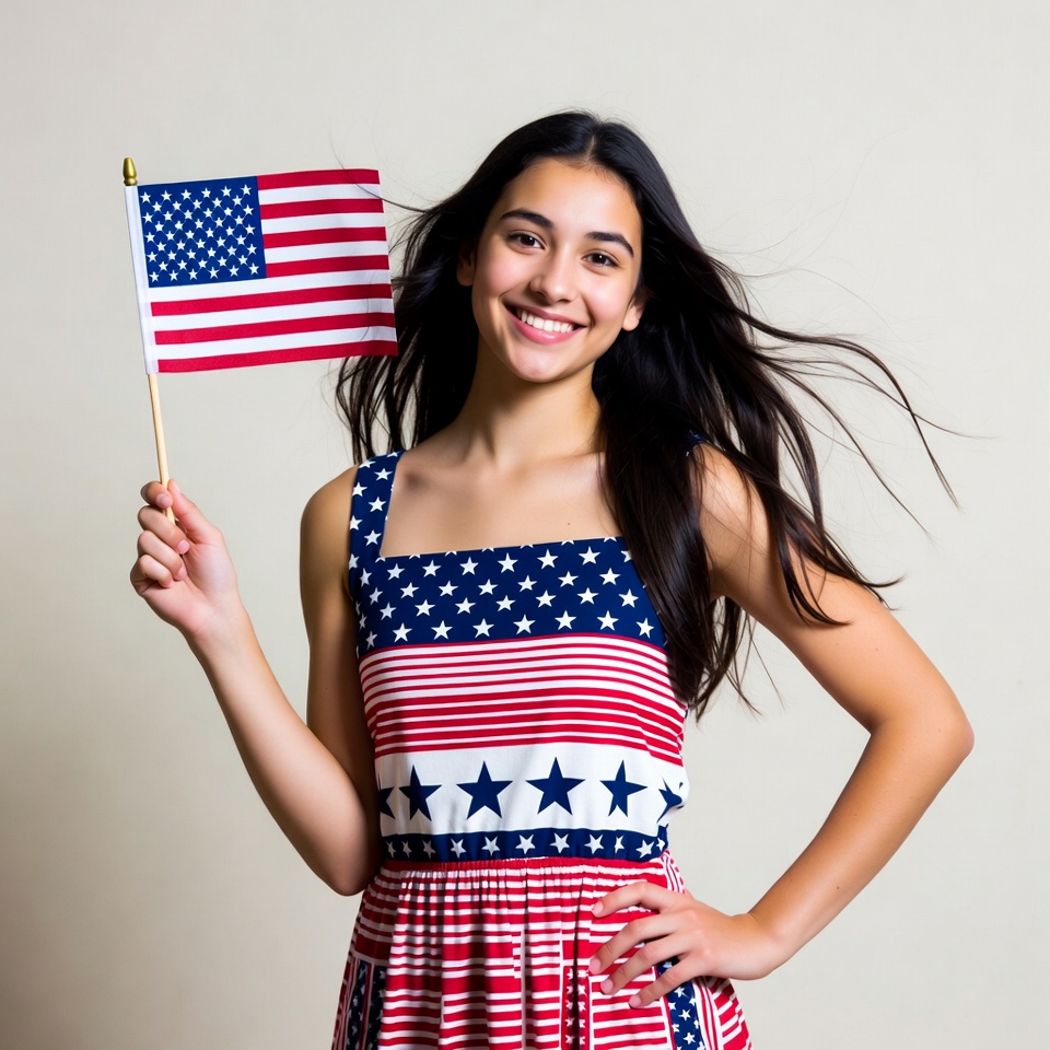 Girl holding American flag Girl holding American flag