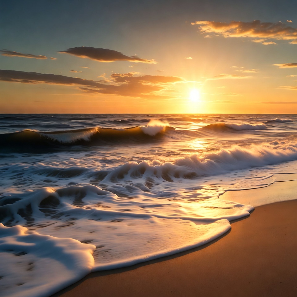 Ocean Waves Crashing at Sunset Beach Ocean Waves Crashing at Sunset Beach
