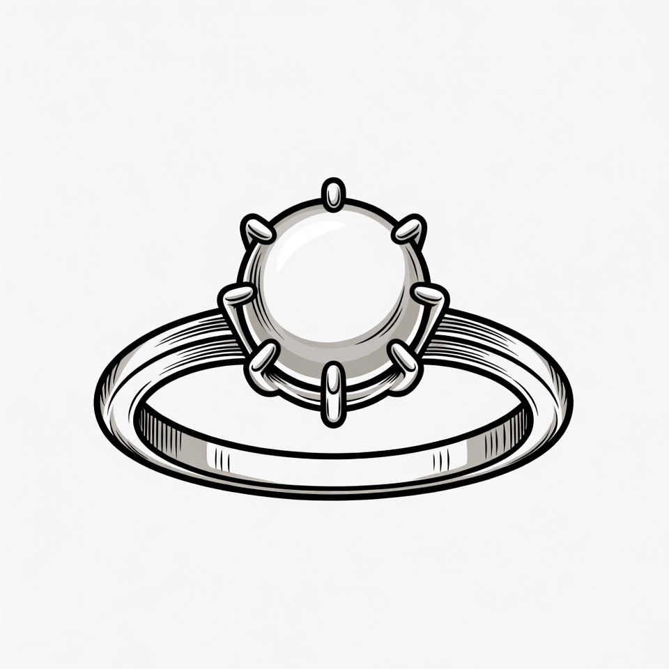 Pearl Engagement Ring Illustration Pearl Engagement Ring Illustration