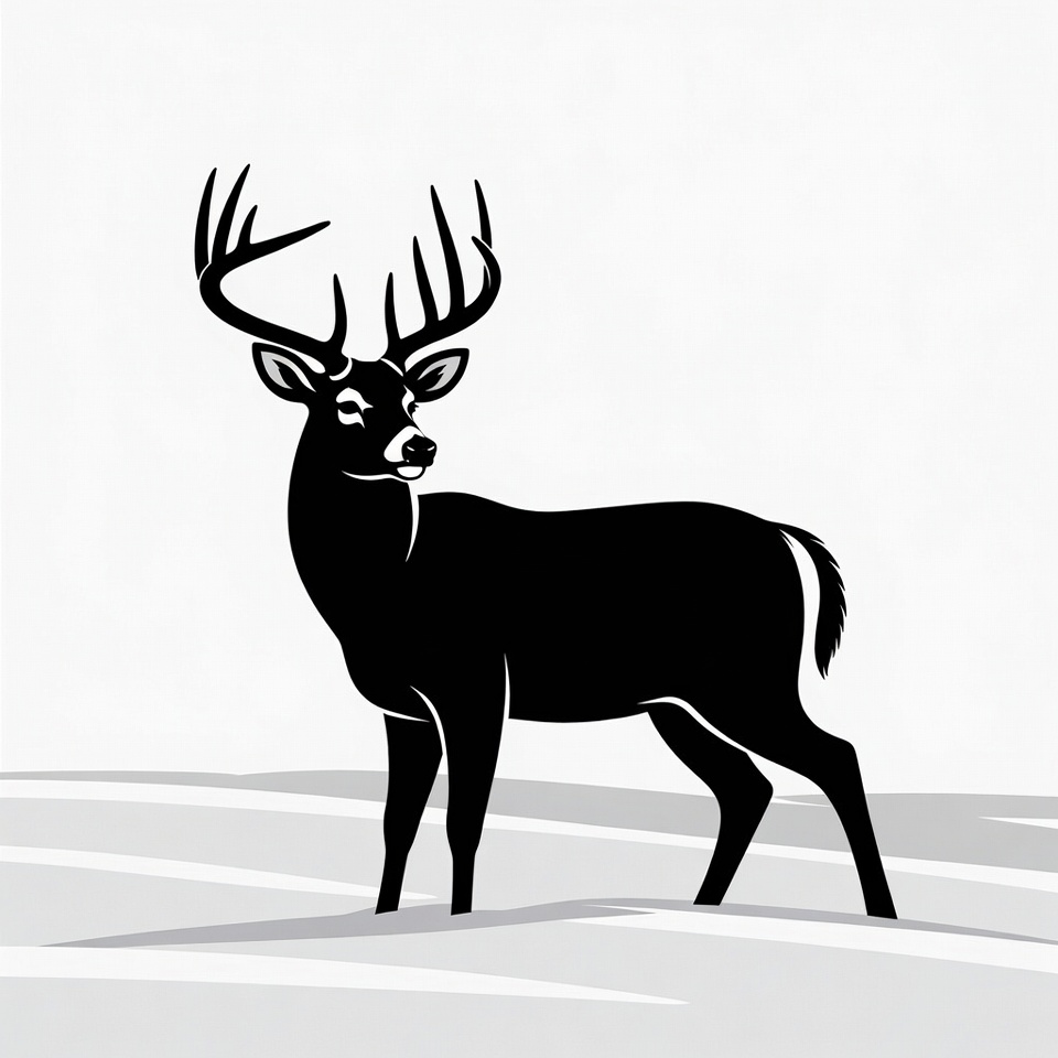 Black silhouette of buck with antlers Black silhouette of buck with antlers