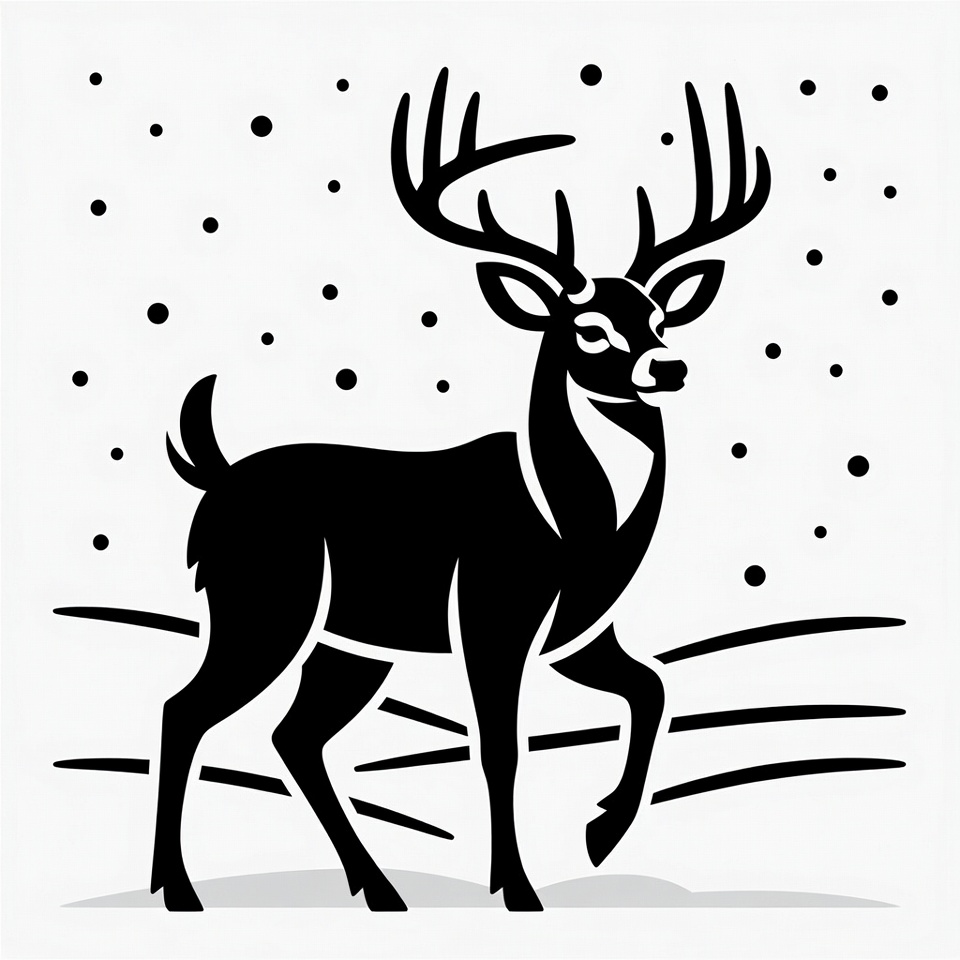 Silhouette Deer in Snow Silhouette Deer in Snow