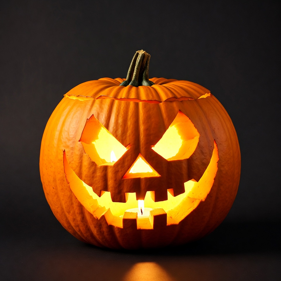Jack-o'-lantern pumpkin on black background Jack-o'-lantern pumpkin on black background