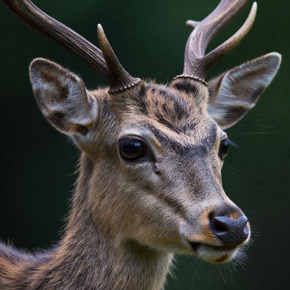 Close-up of sika deer head Close-up of sika deer head