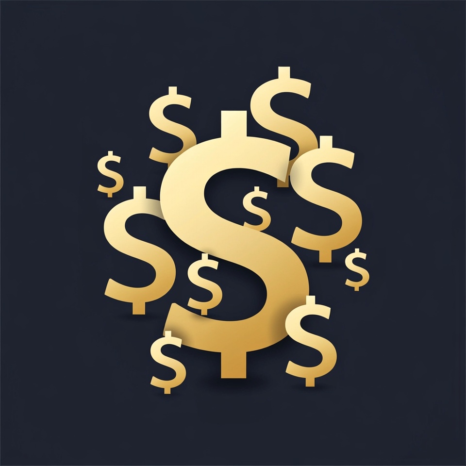 Golden Dollar Signs on Dark Background Golden Dollar Signs on Dark Background