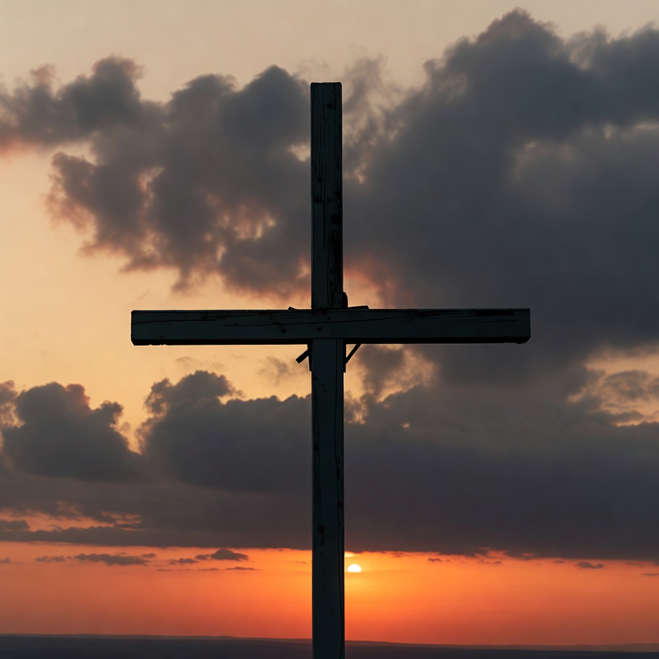 Wooden Cross Silhouette at Sunset Wooden Cross Silhouette at Sunset
