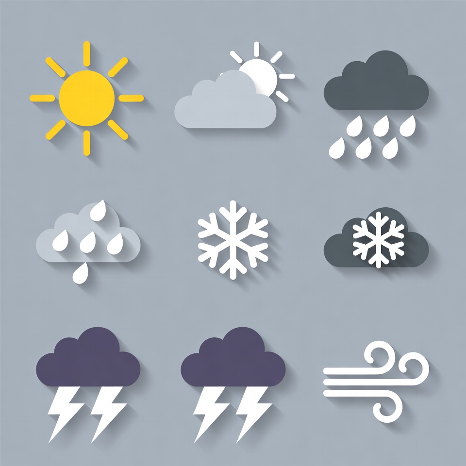 Flat Weather Icons Set Flat Weather Icons Set