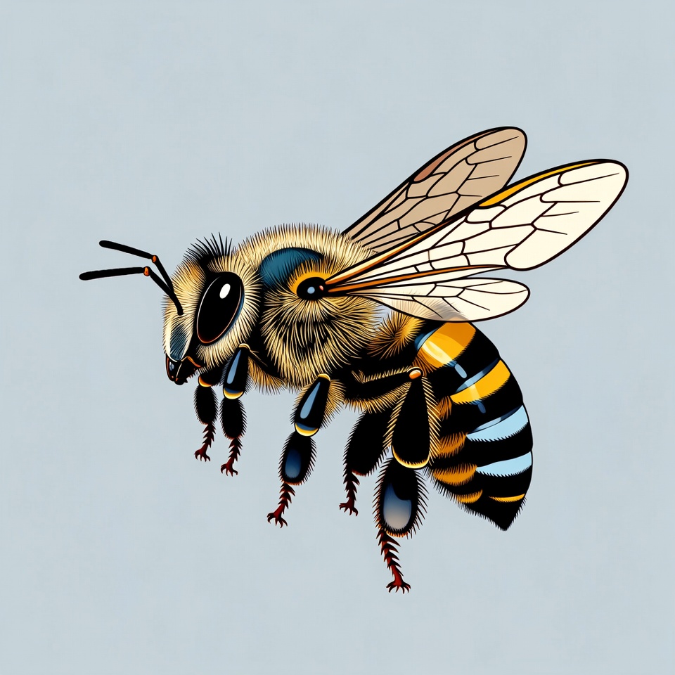 Flying Honey Bee Illustration Flying Honey Bee Illustration
