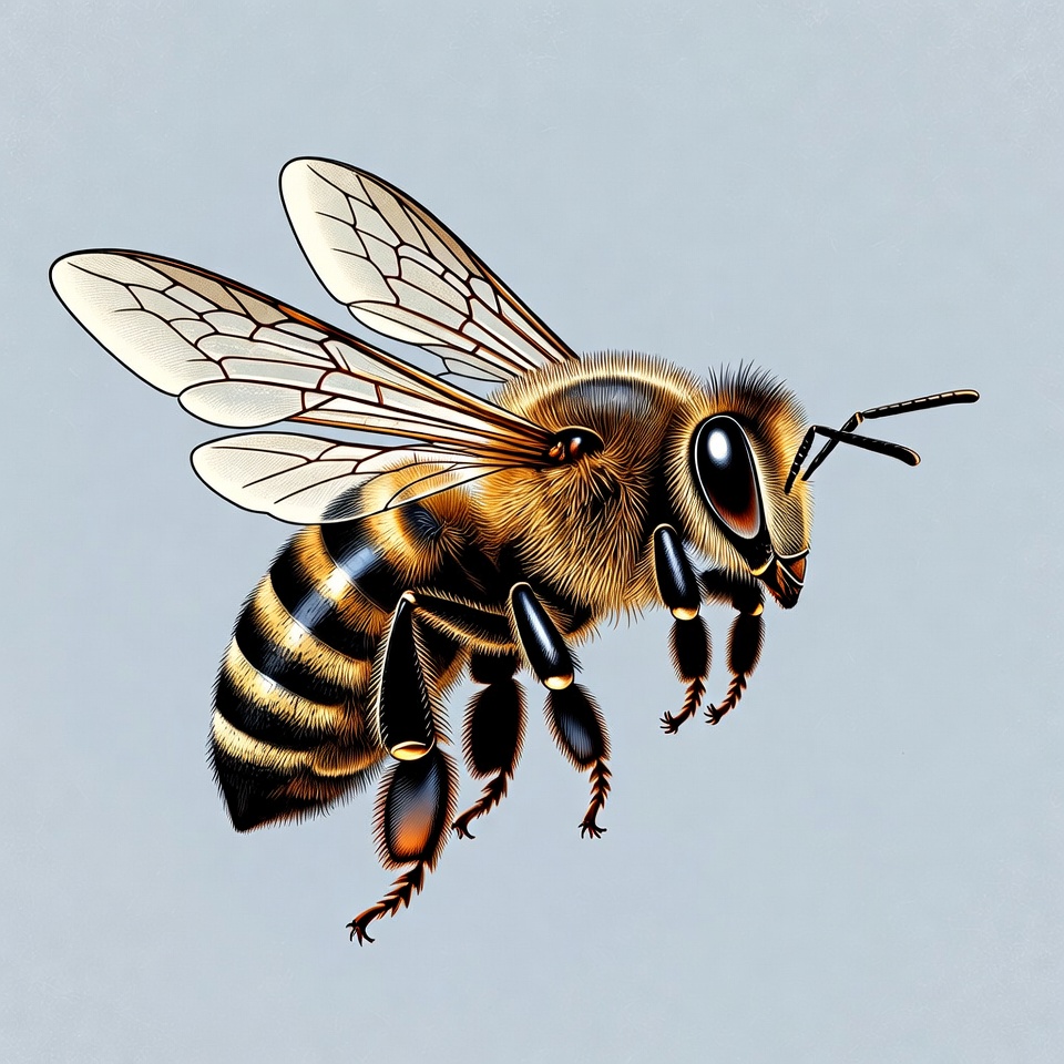 Flying Honey Bee Illustration Flying Honey Bee Illustration