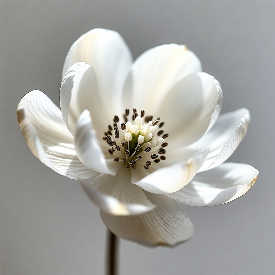 White Anemone Flower Closeup White Anemone Flower Closeup