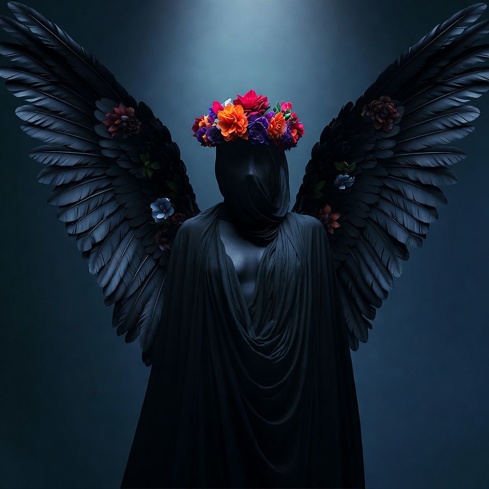 Dark Angel with Flower Crown Dark Angel with Flower Crown