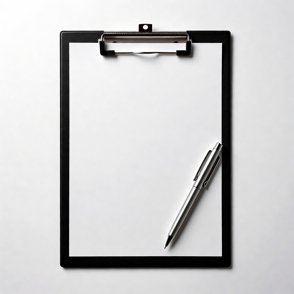 Black Clipboard with Blank Paper and Pen Black Clipboard with Blank Paper and Pen