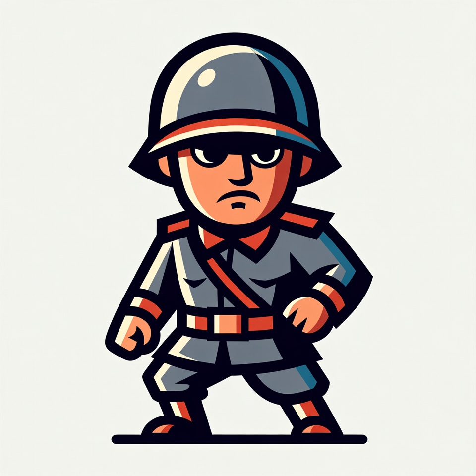 Cartoon German Soldier in Helmet Cartoon German Soldier in Helmet
