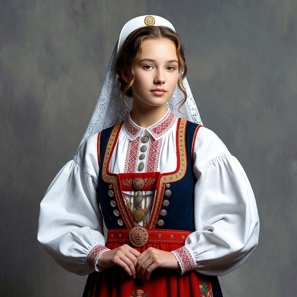 Girl in traditional Norwegian folk dress Girl in traditional Norwegian folk dress