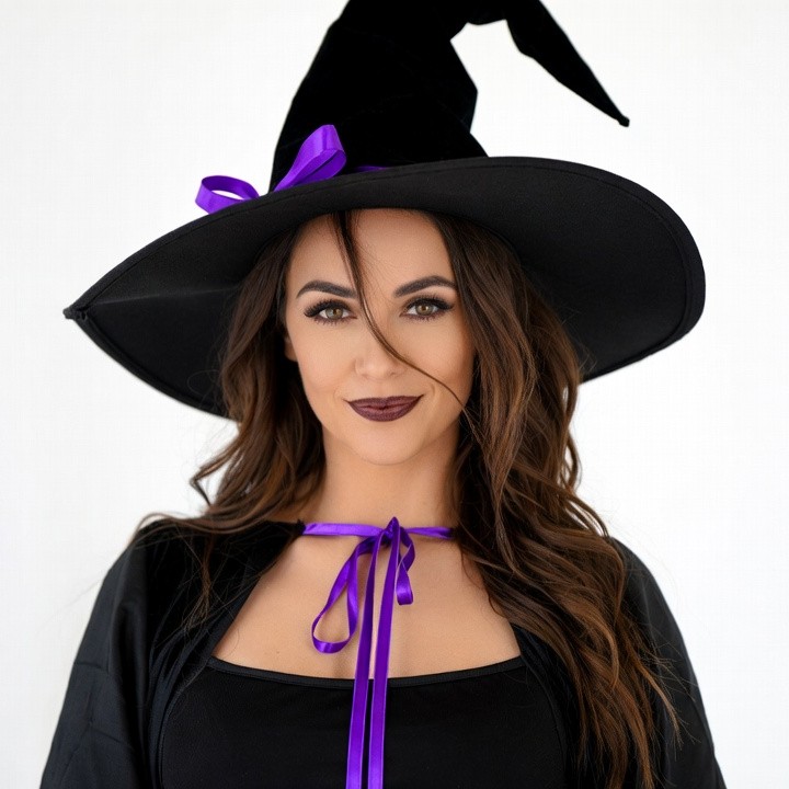Woman in black witch hat Woman in black witch hat