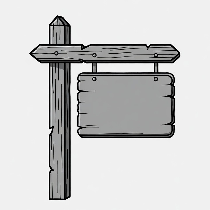 Blank Wooden Sign on Post Blank Wooden Sign on Post