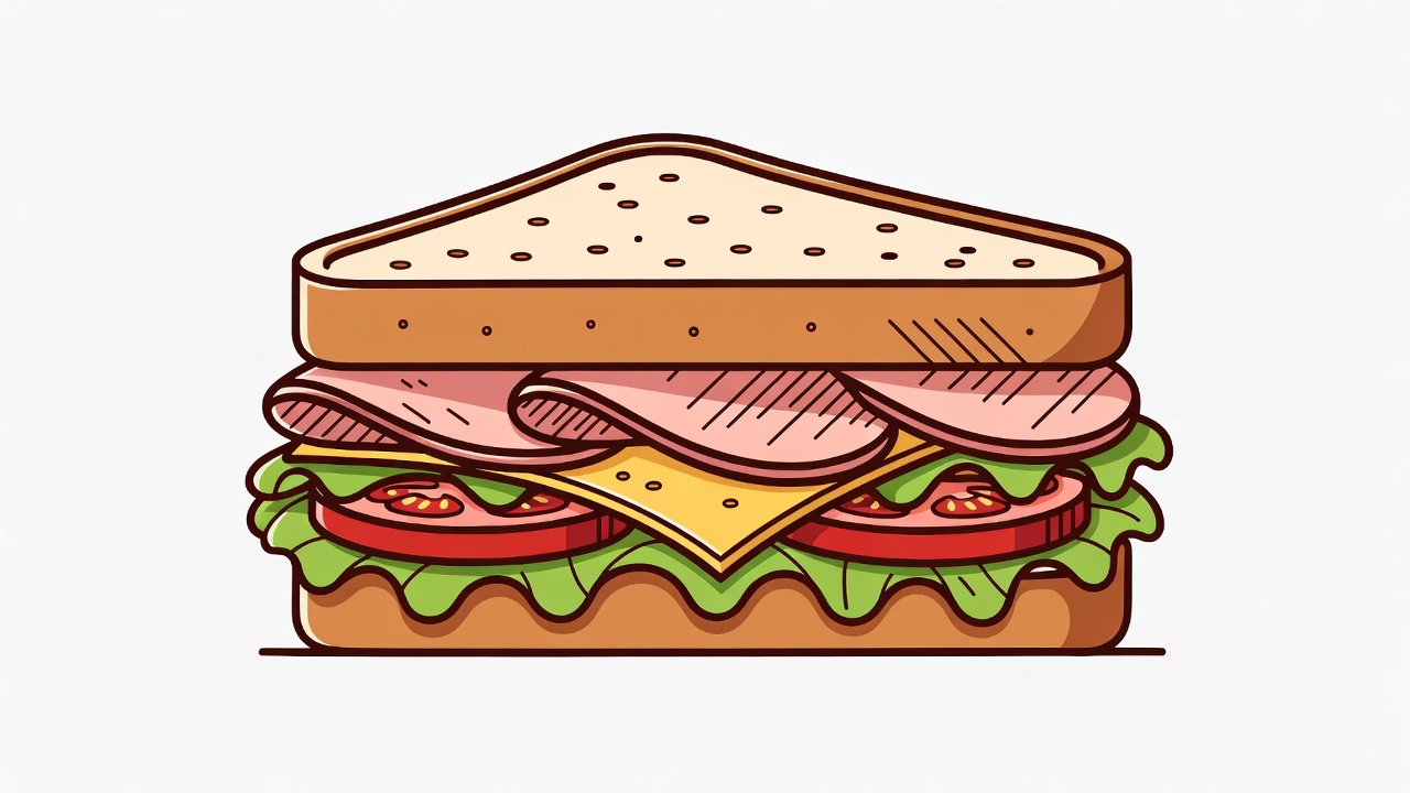 Ham and Cheese Sandwich Illustration Ham and Cheese Sandwich Illustration
