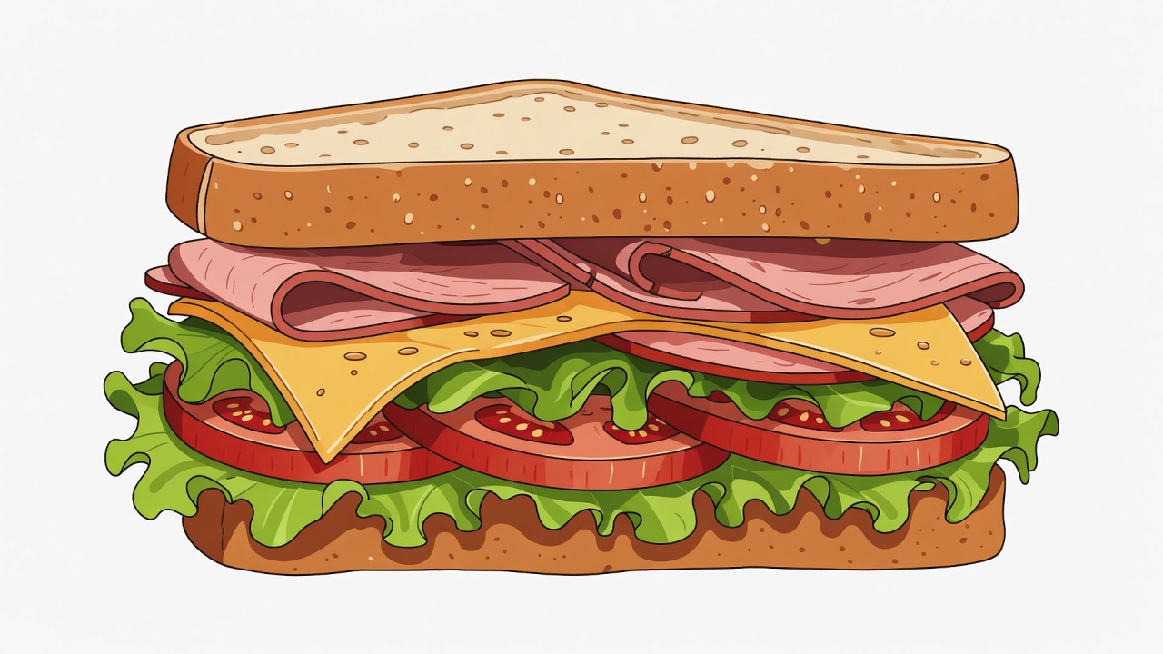 Ham and Cheese Sandwich Illustration Ham and Cheese Sandwich Illustration
