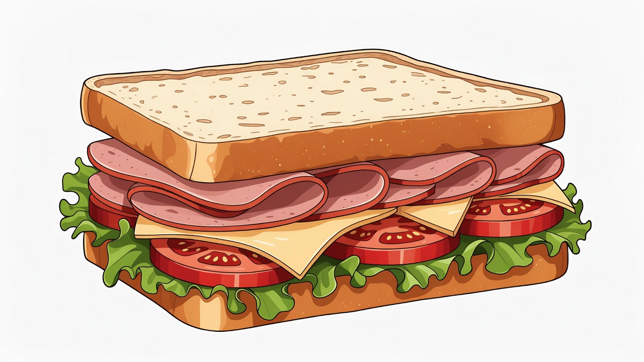 Ham and Cheese Sandwich Illustration Ham and Cheese Sandwich Illustration
