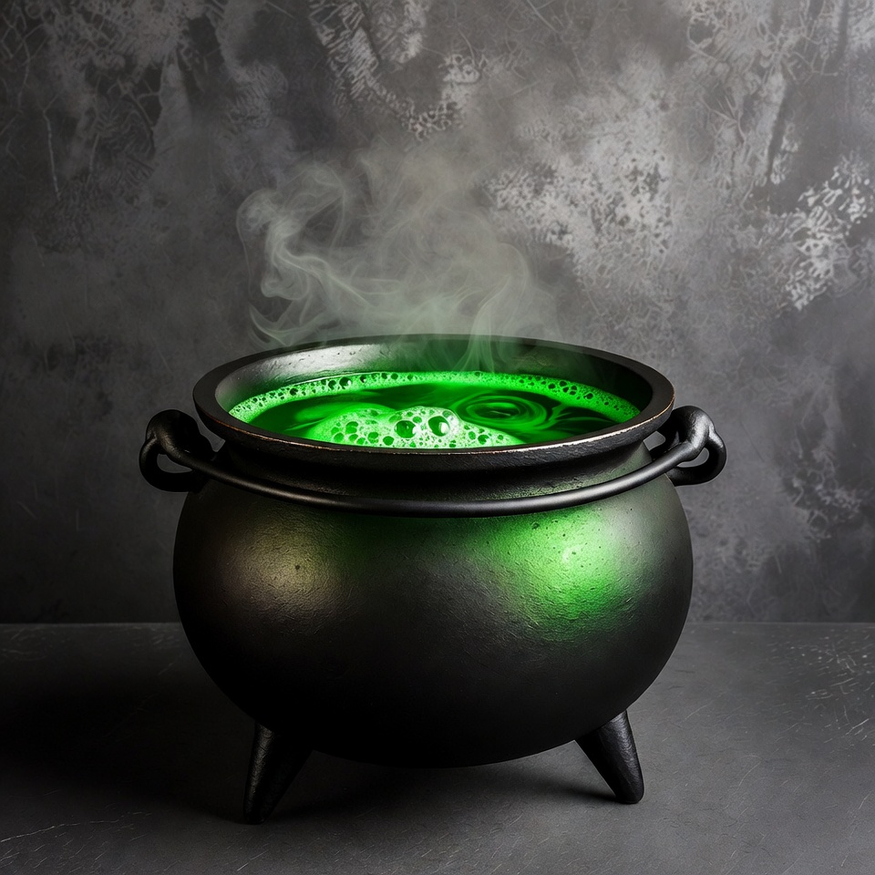 Bubbling green witch cauldron Bubbling green witch cauldron