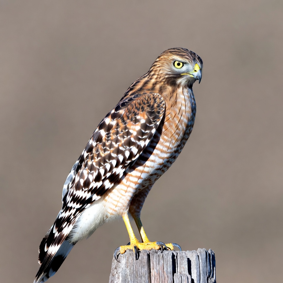 Red-shouldered Hawk on Stump Red-shouldered Hawk on Stump