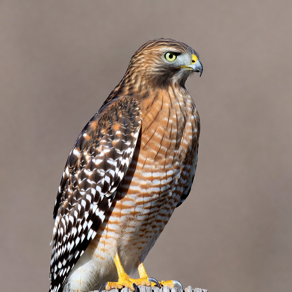 Red-shouldered Hawk Perched on Post Red-shouldered Hawk Perched on Post