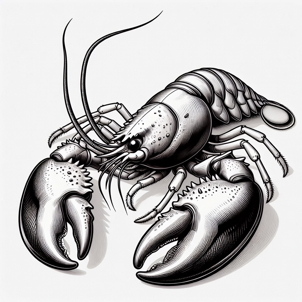Detailed black ink lobster illustration Detailed black ink lobster illustration
