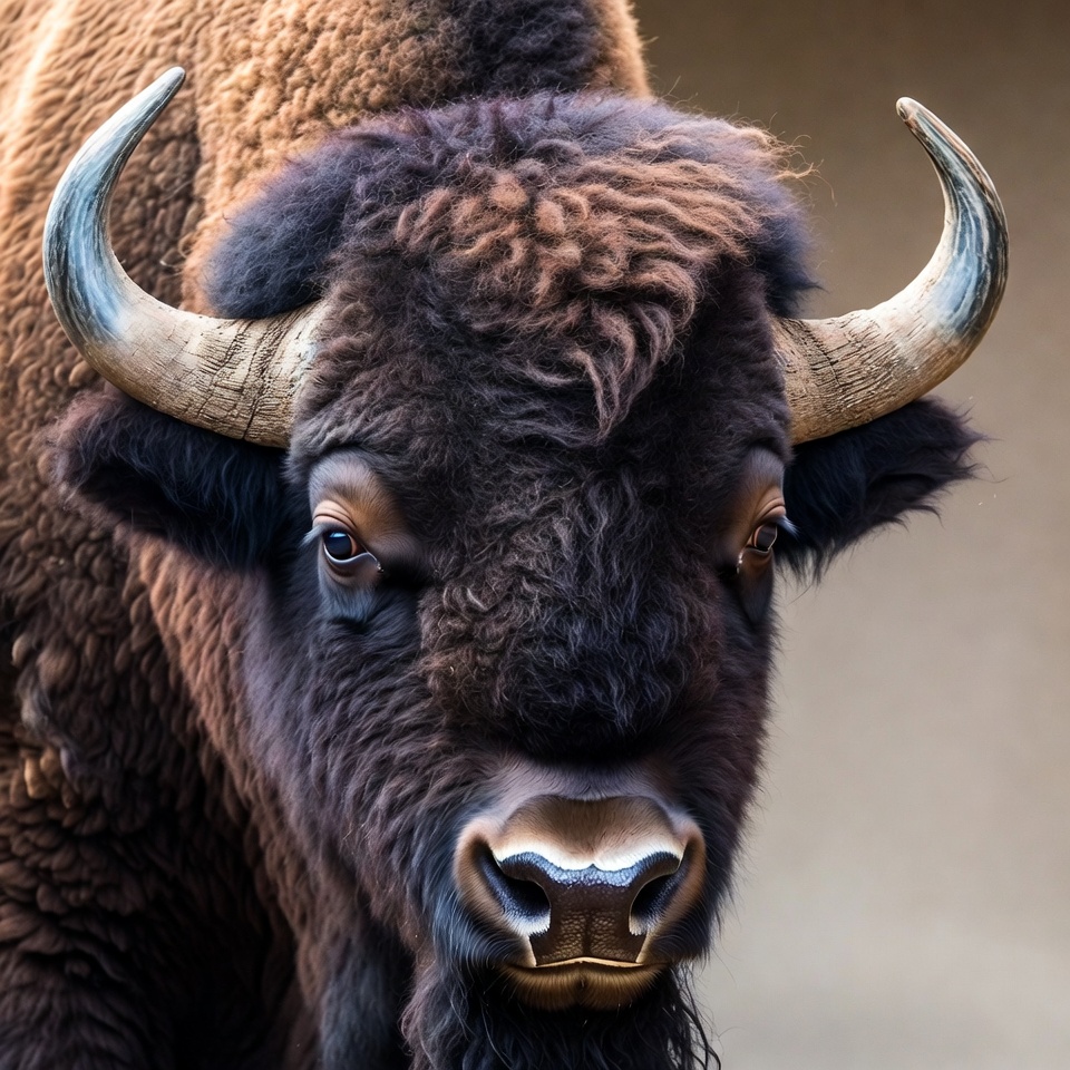 Close-up American Bison Head Close-up American Bison Head