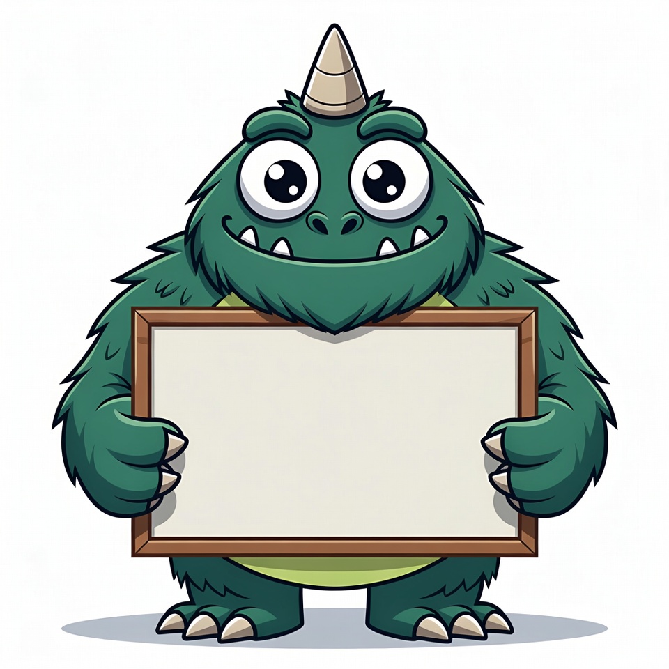 Green monster holding blank sign Green monster holding blank sign