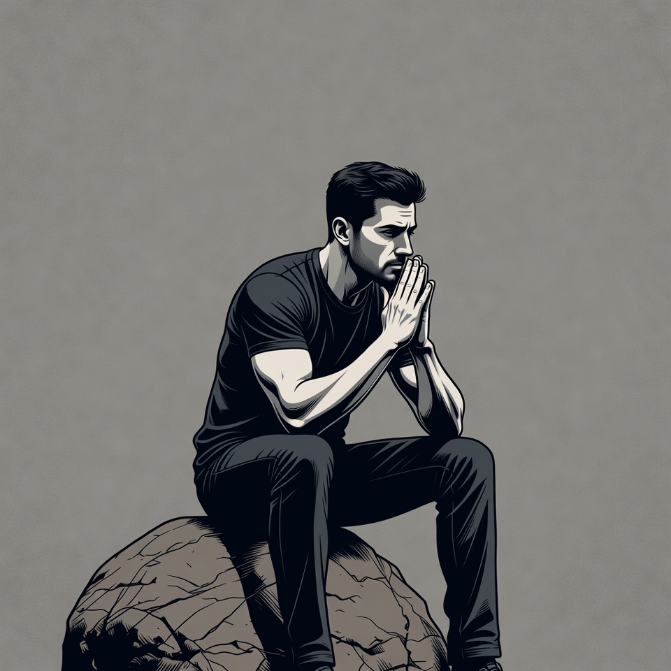 Man praying on rock Man praying on rock