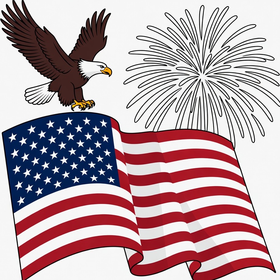 Bald Eagle Over American Flag Fireworks Bald Eagle Over American Flag Fireworks