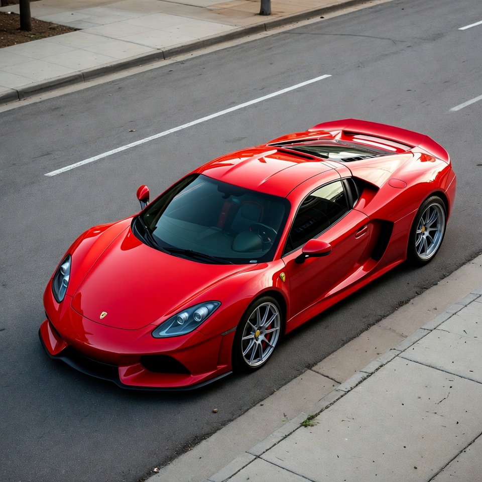 Red Ferrari 488 Pista Parked on Street Red Ferrari 488 Pista Parked on Street