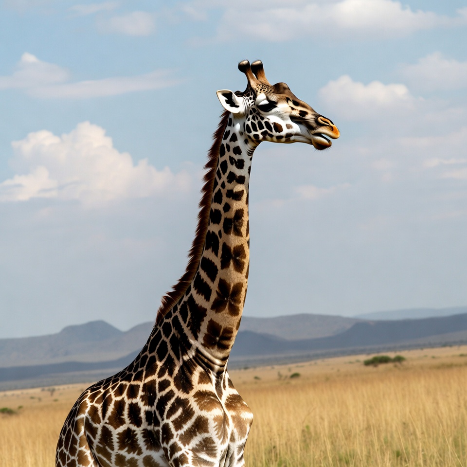 Giraffe standing in savanna grassland Giraffe standing in savanna grassland