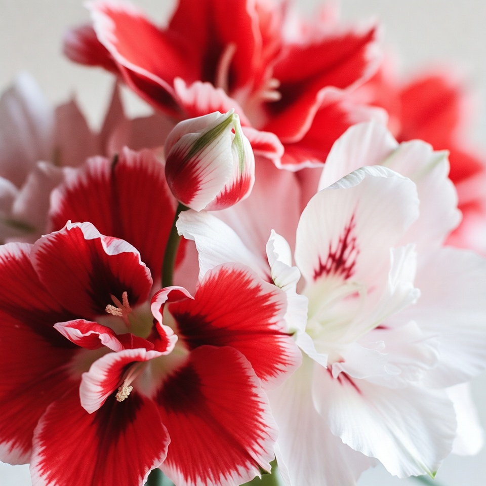Red and White Amaryllis Flowers Bouquet Red and White Amaryllis Flowers Bouquet