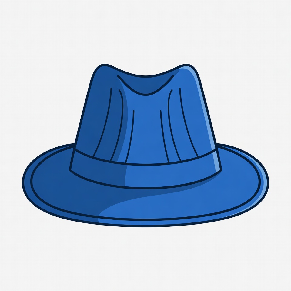 Blue fedora hat illustration Blue fedora hat illustration