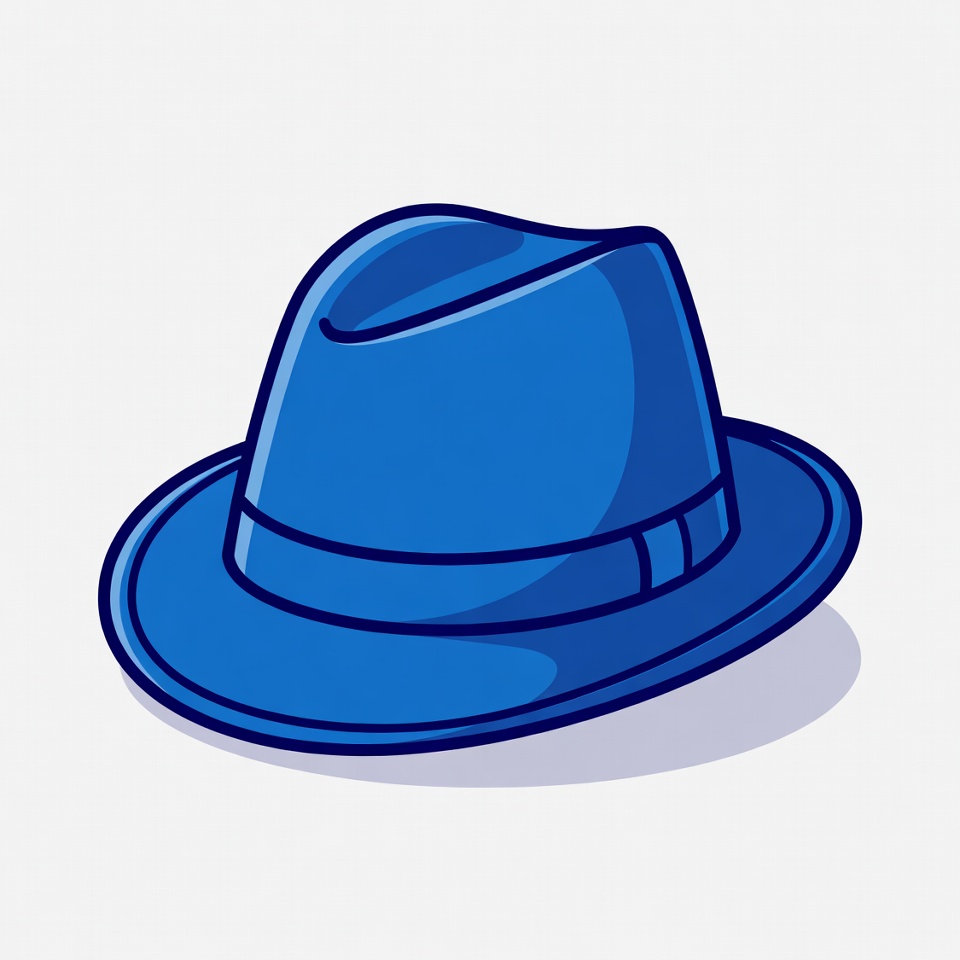 Blue fedora hat illustration Blue fedora hat illustration
