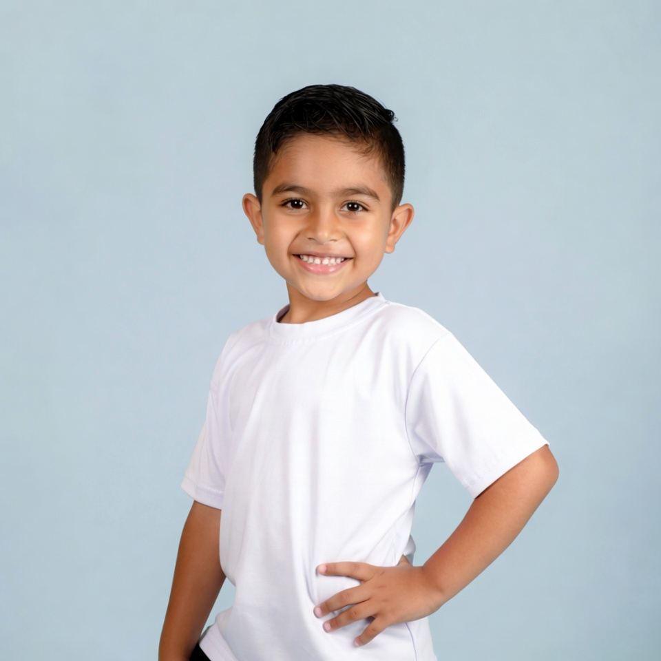 Smiling Indian boy in white t-shirt Smiling Indian boy in white t-shirt