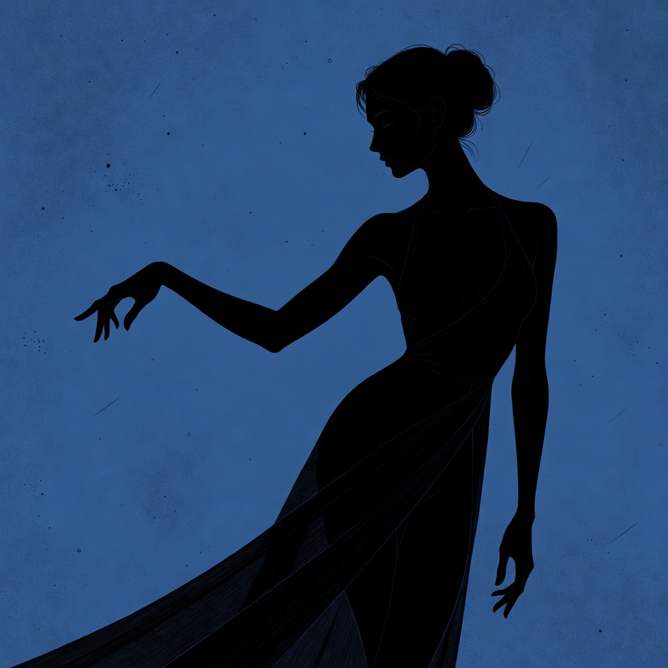 Silhouette of woman in flowing dress Silhouette of woman in flowing dress