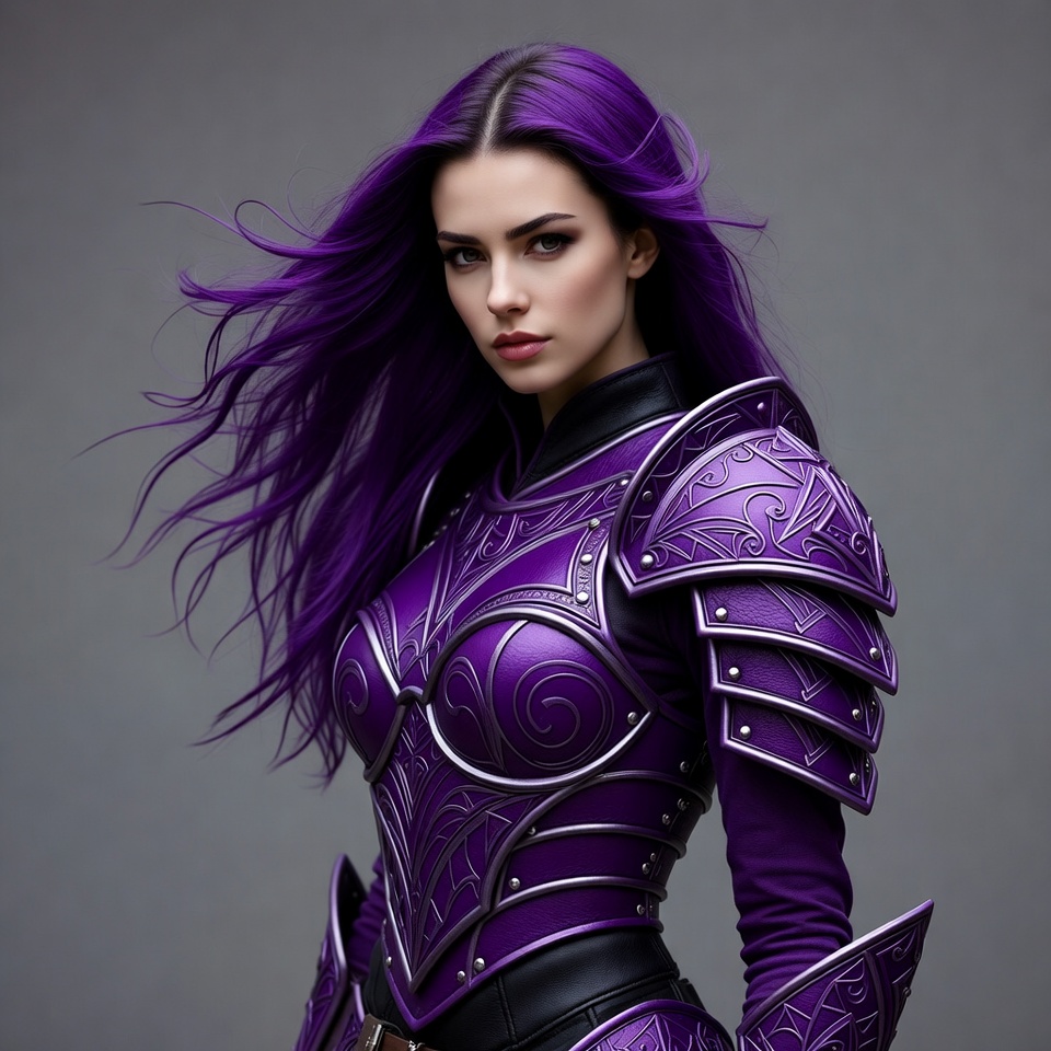 Woman in purple fantasy armor Woman in purple fantasy armor