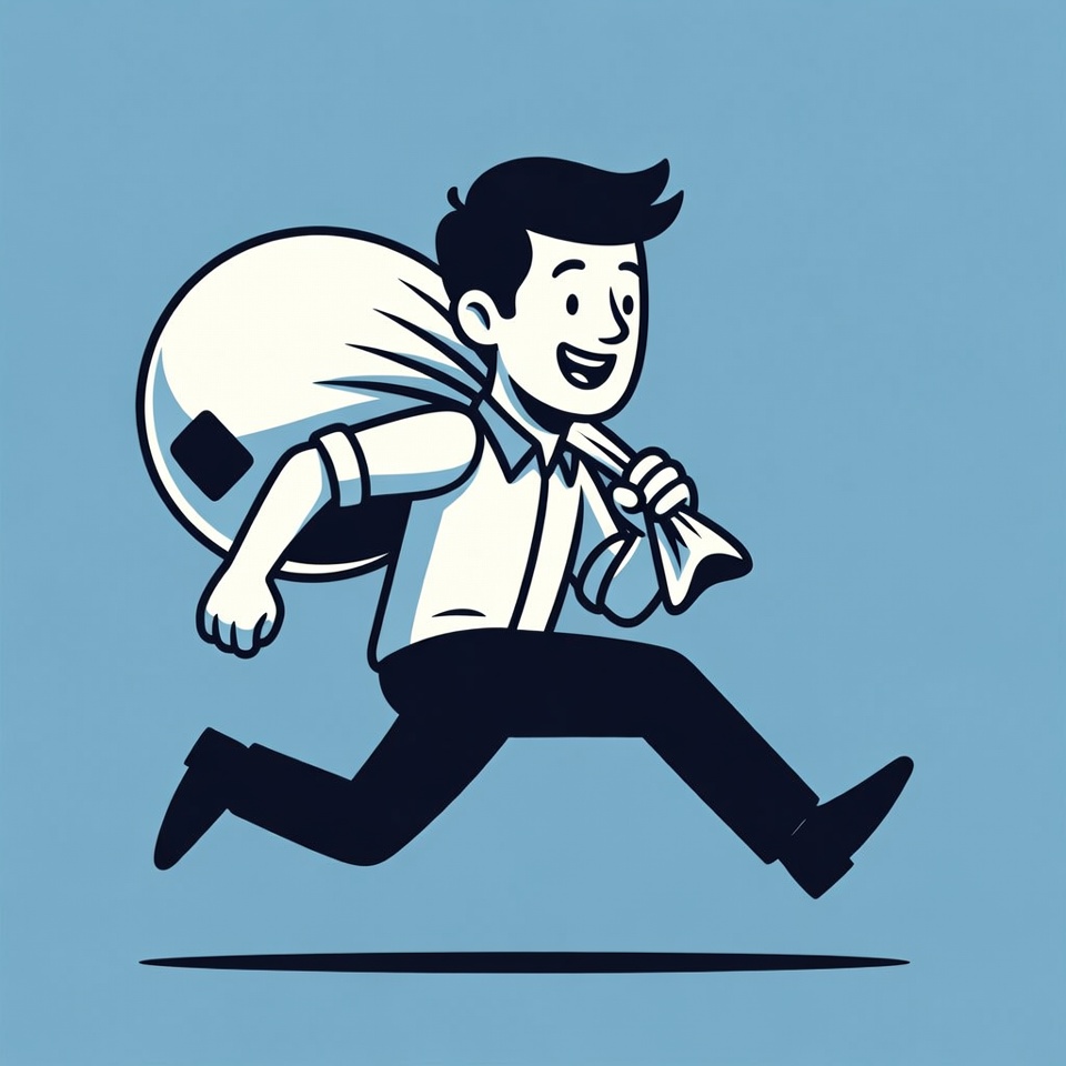 Cartoon man running with money bag Cartoon man running with money bag
