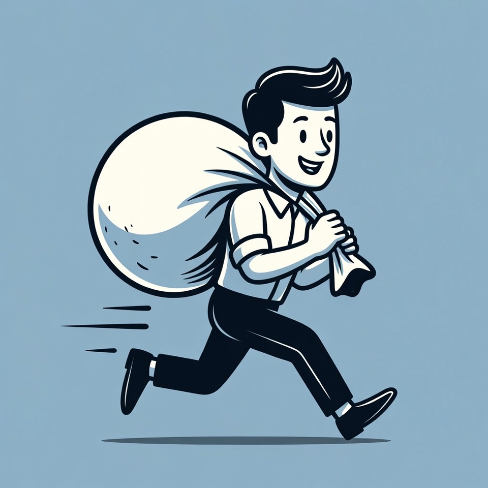 Cartoon man running with money bag Cartoon man running with money bag