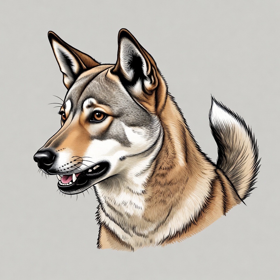 Czechoslovakian Wolfdog profile illustration Czechoslovakian Wolfdog profile illustration