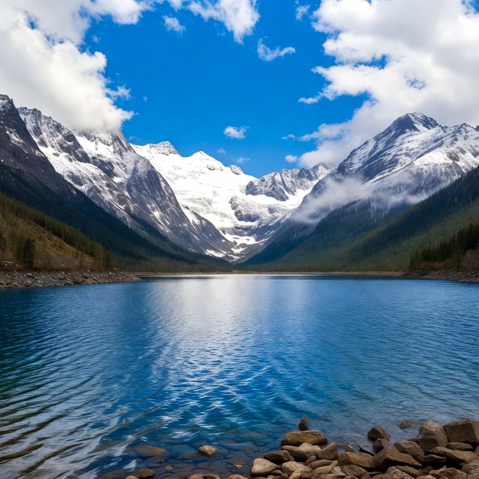 Snowy Mountains Reflecting in Lake Snowy Mountains Reflecting in Lake
