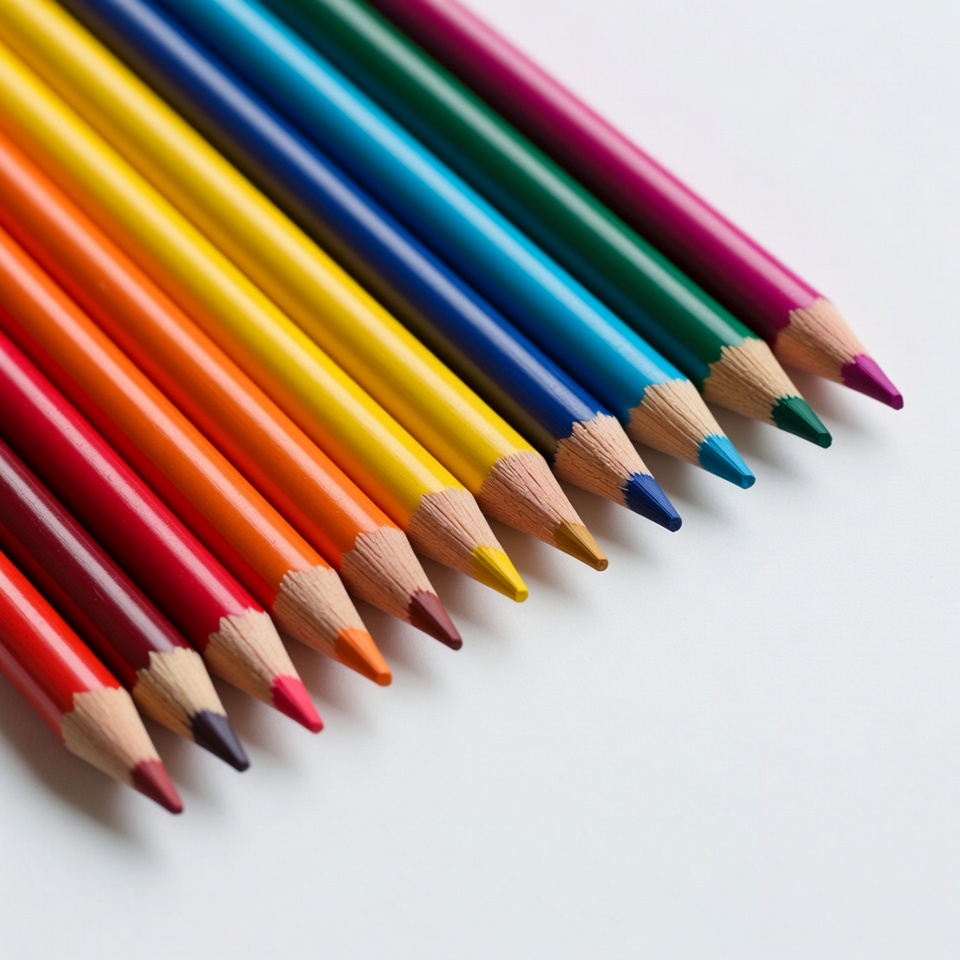 Colorful pencils arranged in rainbow Colorful pencils arranged in rainbow