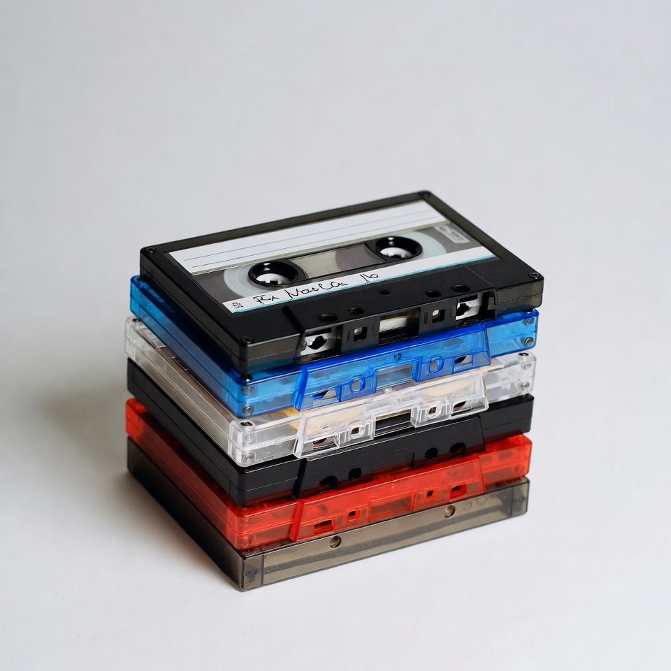 Stack of colorful cassette tapes Stack of colorful cassette tapes
