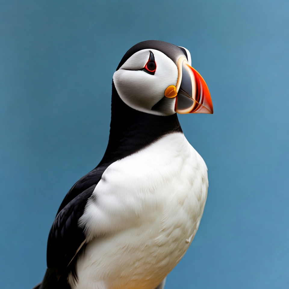 Puffin bird on blue background Puffin bird on blue background