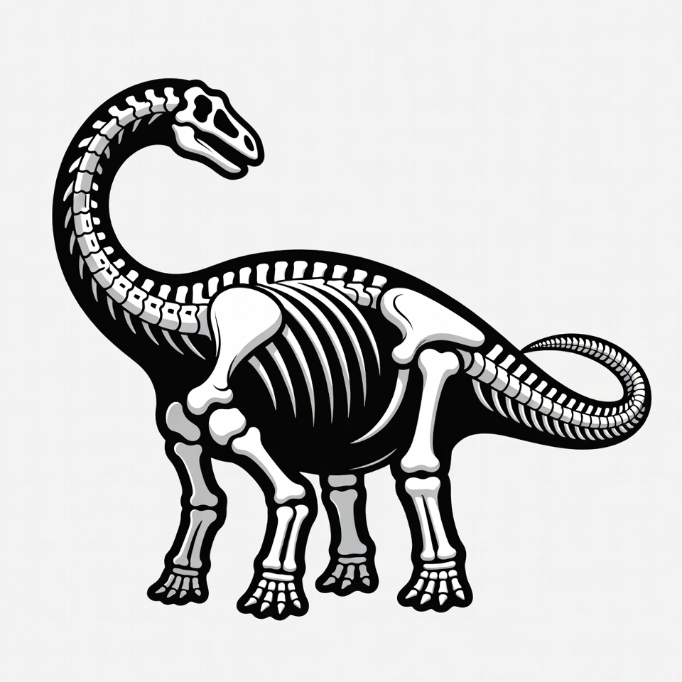 Brontosaurus Dinosaur Skeleton Illustration Brontosaurus Dinosaur Skeleton Illustration
