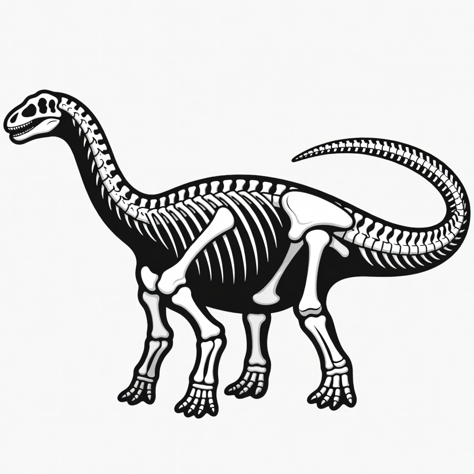 Diplodocus Dinosaur Skeleton Illustration Diplodocus Dinosaur Skeleton Illustration