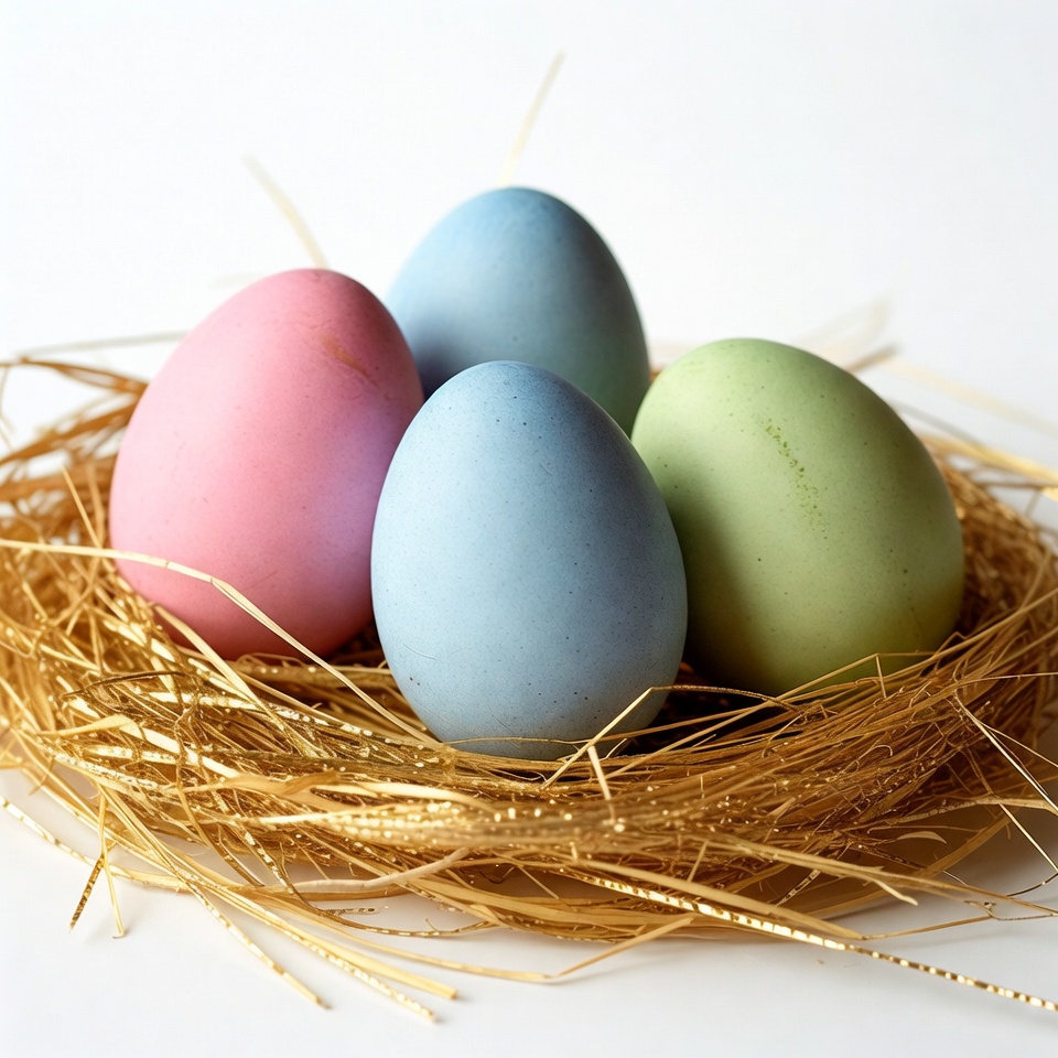 Colorful Easter Eggs in Nest Colorful Easter Eggs in Nest