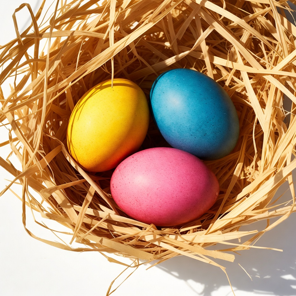Colorful Easter Eggs in Nest Colorful Easter Eggs in Nest