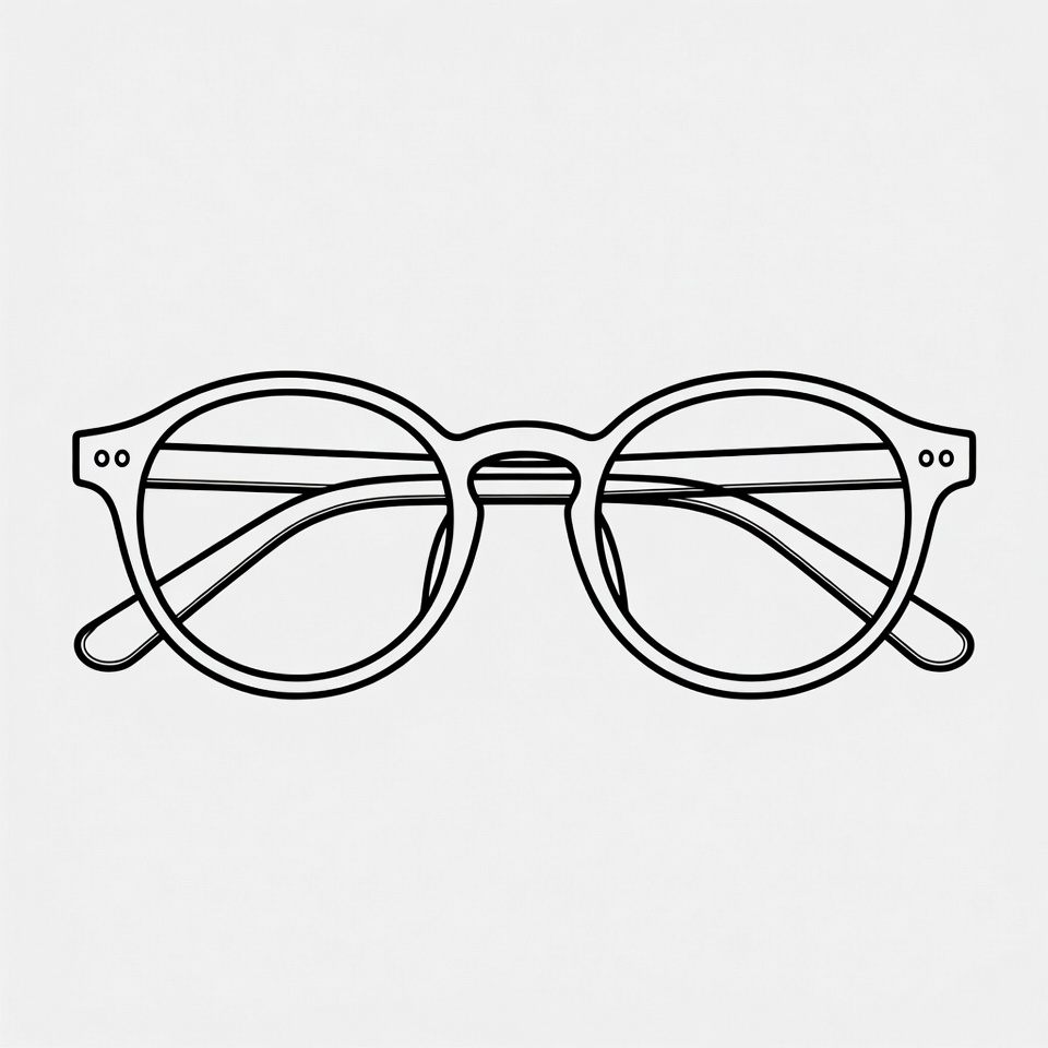 Round Wireframe Eyeglasses Illustration Round Wireframe Eyeglasses Illustration